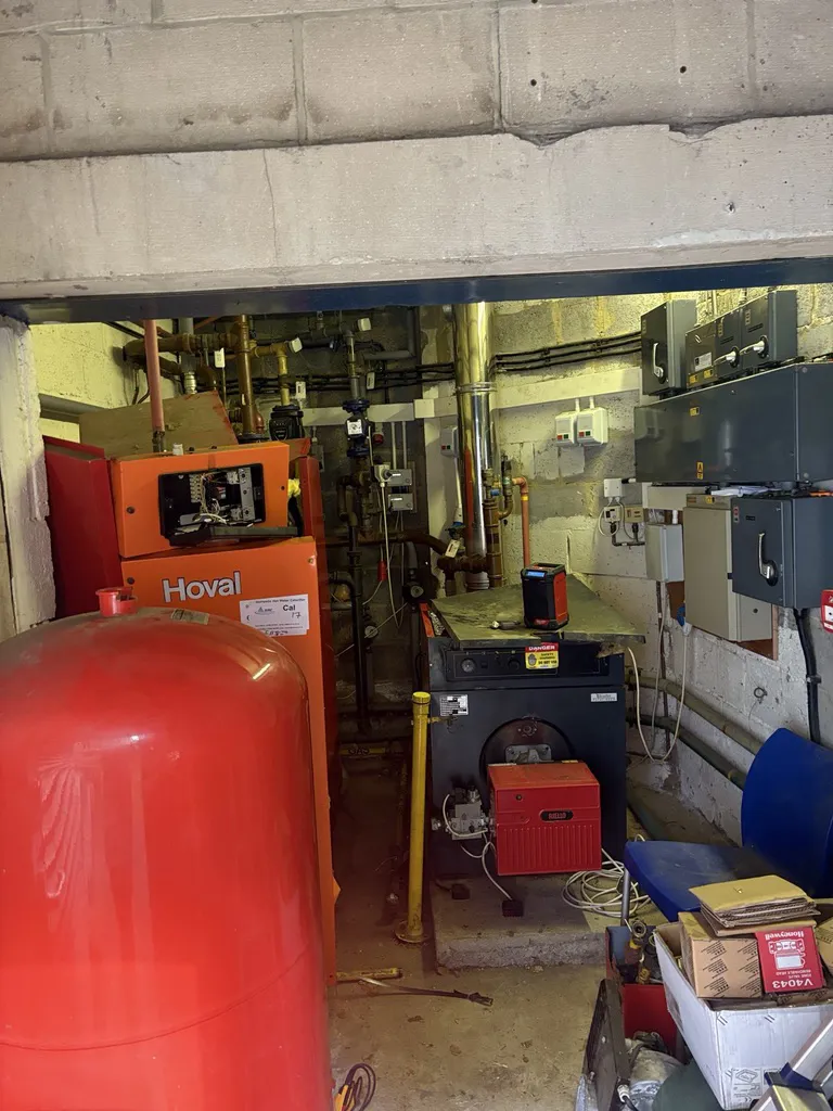 Plant room before the boiler and heating system upgrade